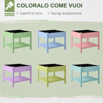 Raised Garden Bed, Hanging Urban Garden Table Plant Holder with Fabric Liner for Garden, 91x91x81cm, Wood