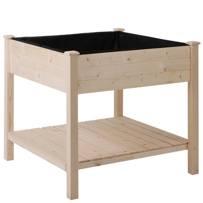 Raised Garden Bed, Hanging Urban Garden Table Plant Holder with Fabric Liner for Garden, 91x91x81cm, Wood