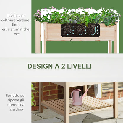 Raised Garden Bed, Hanging Urban Garden Table Plant Holder with Fabric Liner for Garden, 91x91x81cm, Wood