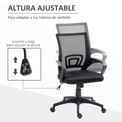 Mesh Office Chair Swivel Desk Chair with Adjustable Height Rocking Function Lumbar Support and Armrests Study Chair Load 120 kg Black