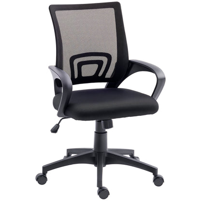 Mesh Office Chair Swivel Desk Chair with Adjustable Height Rocking Function Lumbar Support and Armrests Study Chair Load 120 kg Black