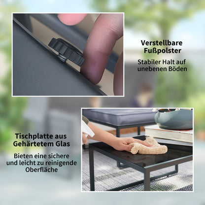 Garden Furniture Set Weatherproof Seating Group for 5 People Garden Lounge with 3-Seater Sofa 2 Armchairs Sun Canopy Cushions Side Table Outdoor Balcony Set Terrace Furniture for Garden Balcony Gray