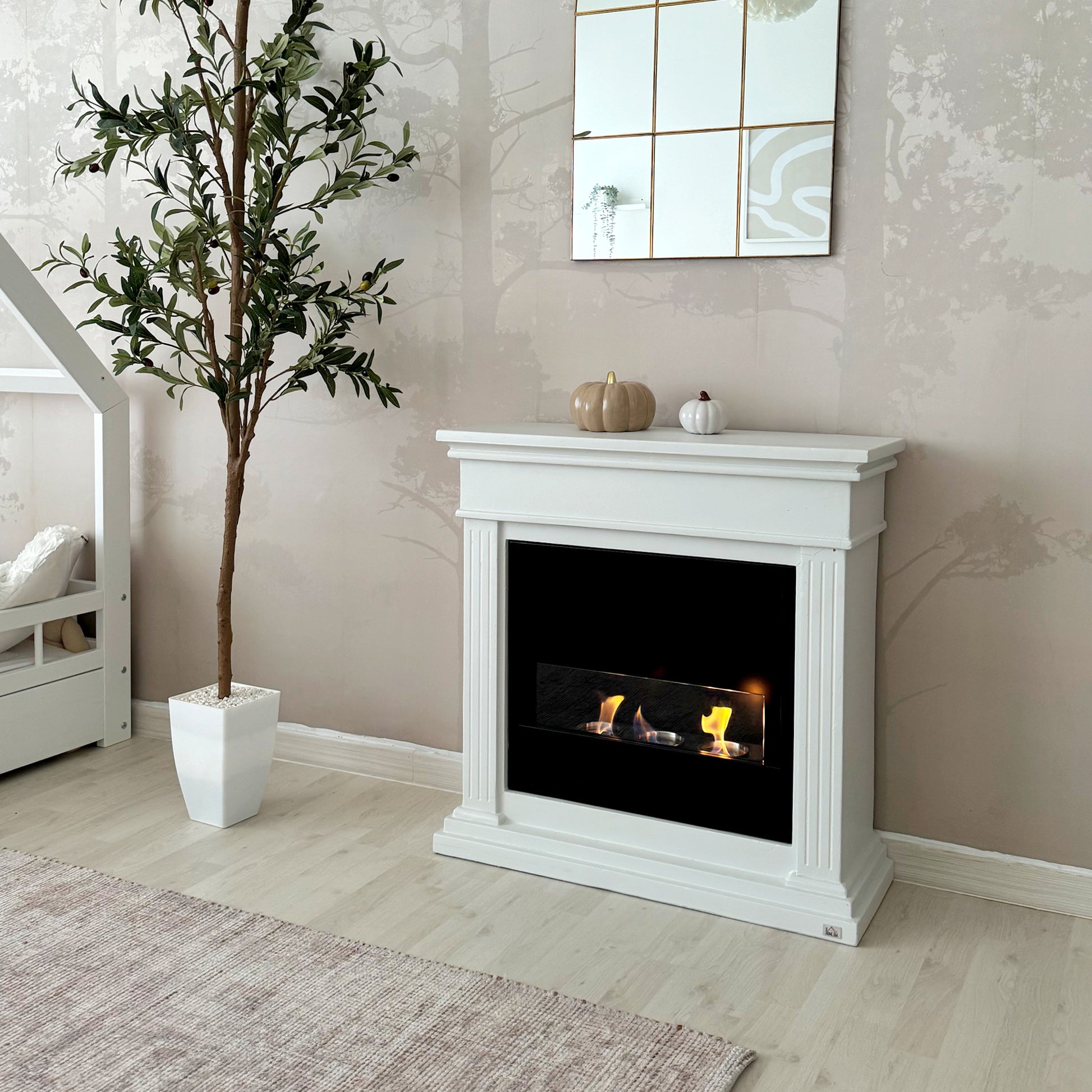 Bioethanol Ethanol Fireplace 3 Burners 0.4L - coverage 16-18 sqm - autonomy approximately 2h - white