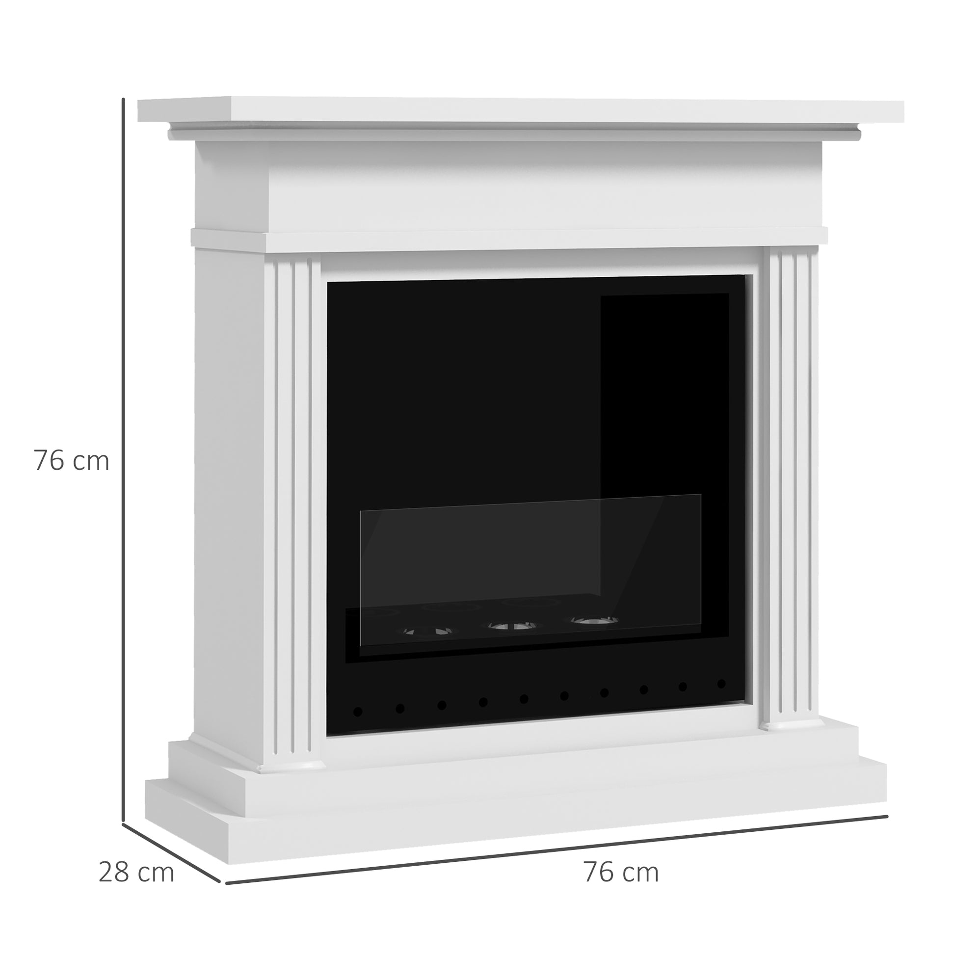Bioethanol Ethanol Fireplace 3 Burners 0.4L - coverage 16-18 sqm - autonomy approximately 2h - white