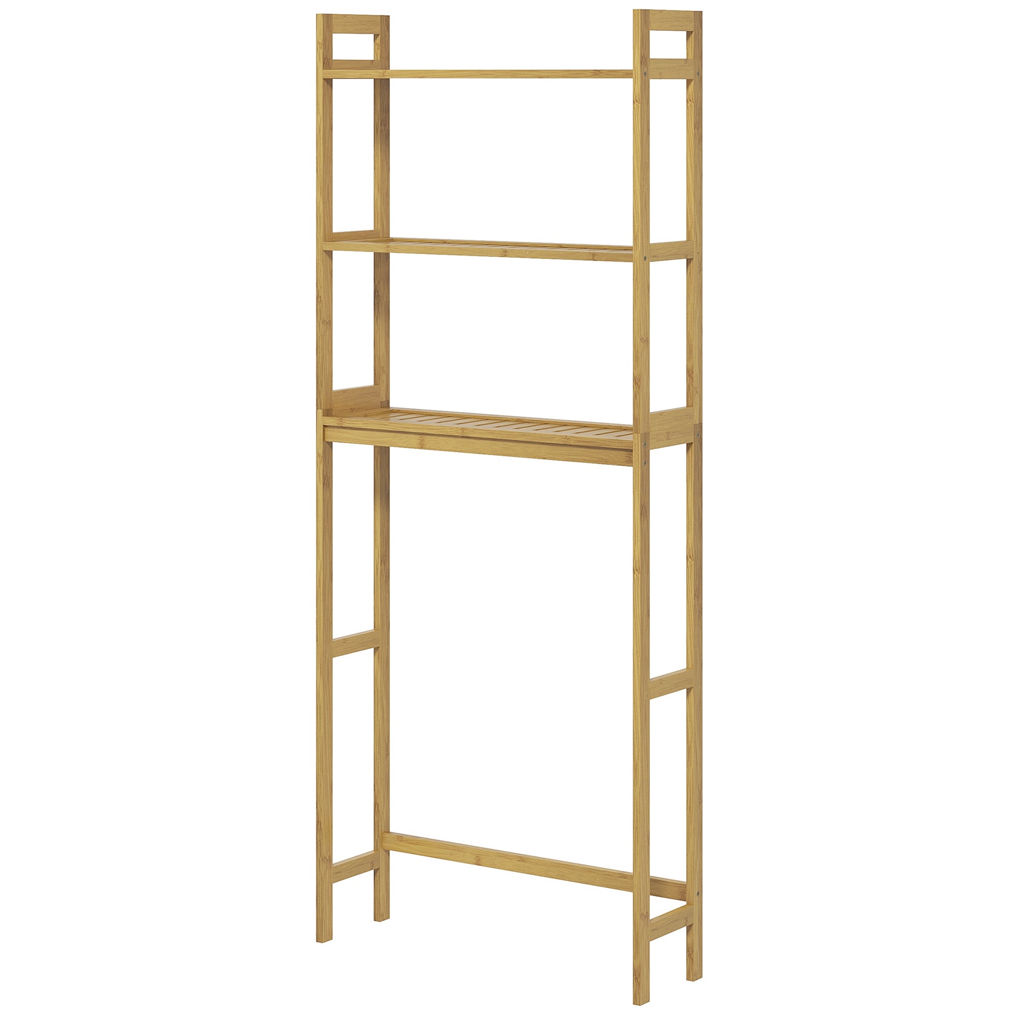 Toilet Rack 3-Tier Bamboo Bathroom Shelf Multifunctional WC Rack Laundry Room Shelf, for Bathroom, Toilet, Laundry Room, Natural