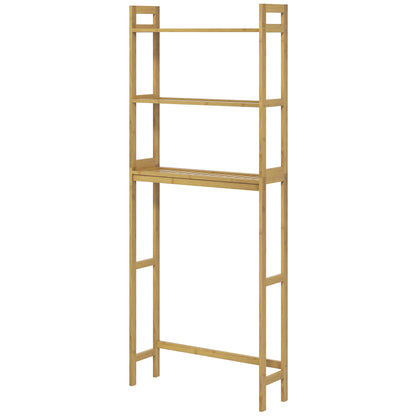 Toilet Rack 3-Tier Bamboo Bathroom Shelf Multifunctional WC Rack Laundry Room Shelf, for Bathroom, Toilet, Laundry Room, Natural