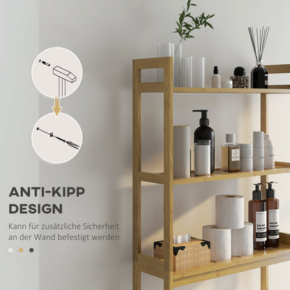 Toilet Rack 3-Tier Bamboo Bathroom Shelf Multifunctional WC Rack Laundry Room Shelf, for Bathroom, Toilet, Laundry Room, Natural