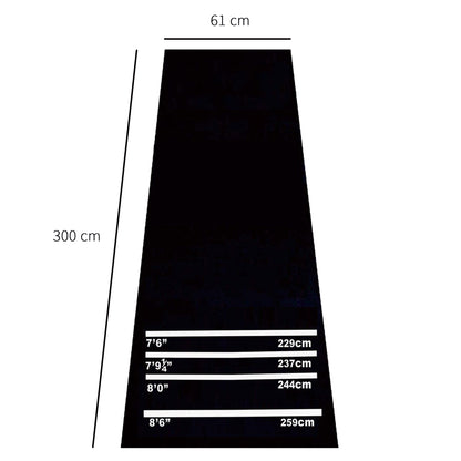 Dart Mat 300 x 61 cm Oche Carpet Mat with Softdart Steel Dart Non-Slip Dart Carpet Mat Carpet Dart Mat Dart Accessory for Floor Protection