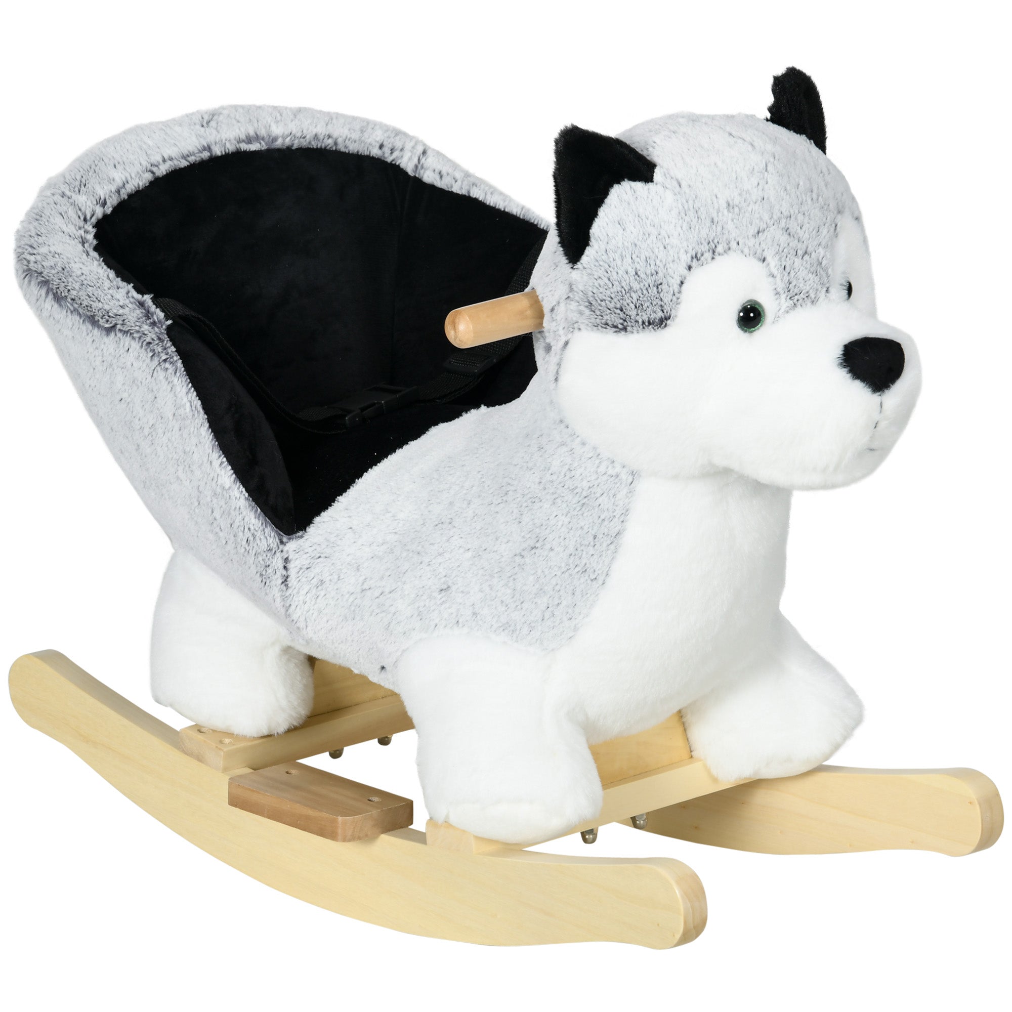 Rocking Horse for Kids 18-36 Months, Rocking Horse for Kids Ride-On with Realistic Sounds, 60x33x50 cm, Gray