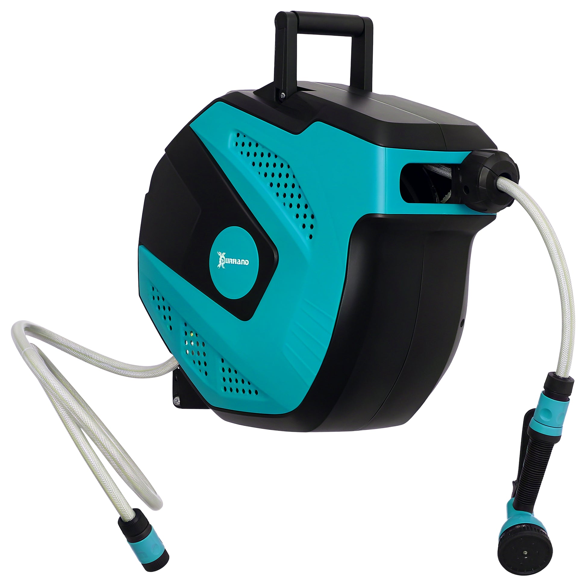 Wall Hose Box Hose Reel 180° Swivel with Multi-Spray Gun Frost Protection -5–45 °C Plastic Green + Black 15 m