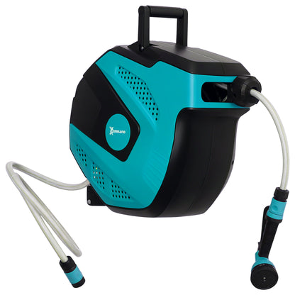 Wall Hose Box Hose Reel 180° Swivel with Multi-Spray Gun Frost Protection -5–45 °C Plastic Green + Black 15 m
