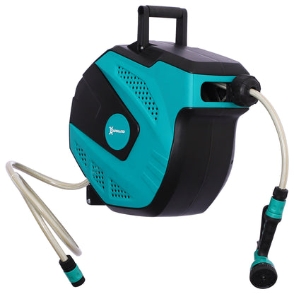 Wall Hose Box Hose Reel 180° Swivel with Multi-Spray Gun Frost Protection -5–45 °C Plastic Green + Black 15 m