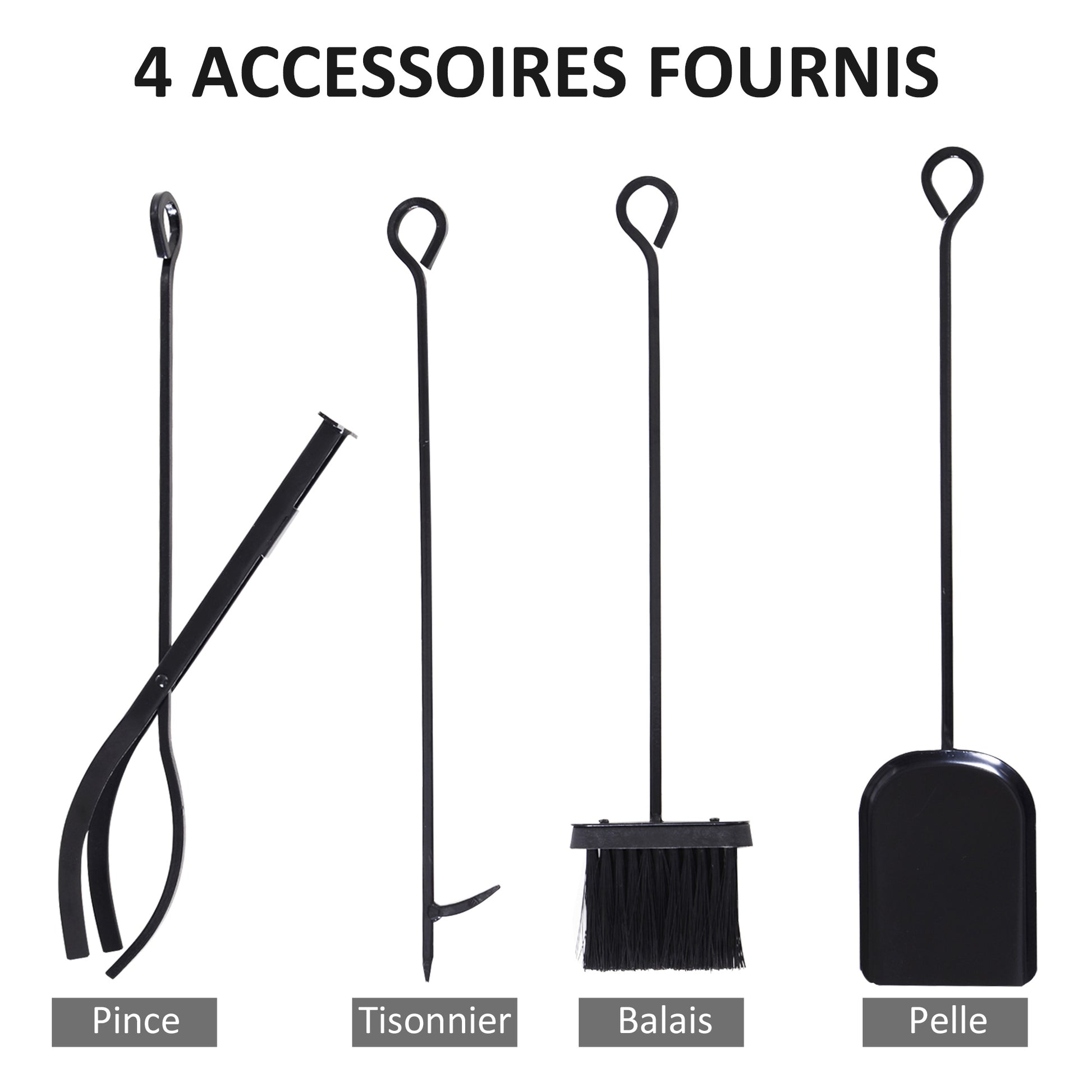 Firewood Holder - Column Firewood Rack - Multi Accessories dim. 34L x 34W x 111H cm Metal Black