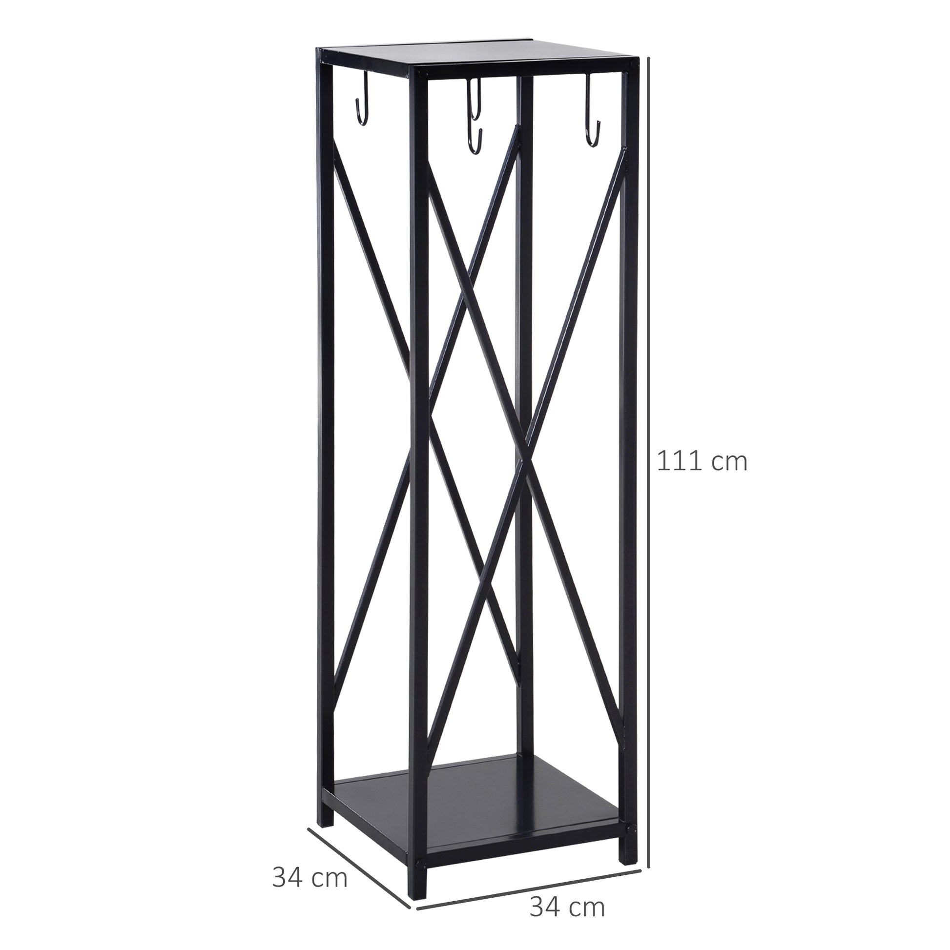 Firewood Holder - Column Firewood Rack - Multi Accessories dim. 34L x 34W x 111H cm Metal Black