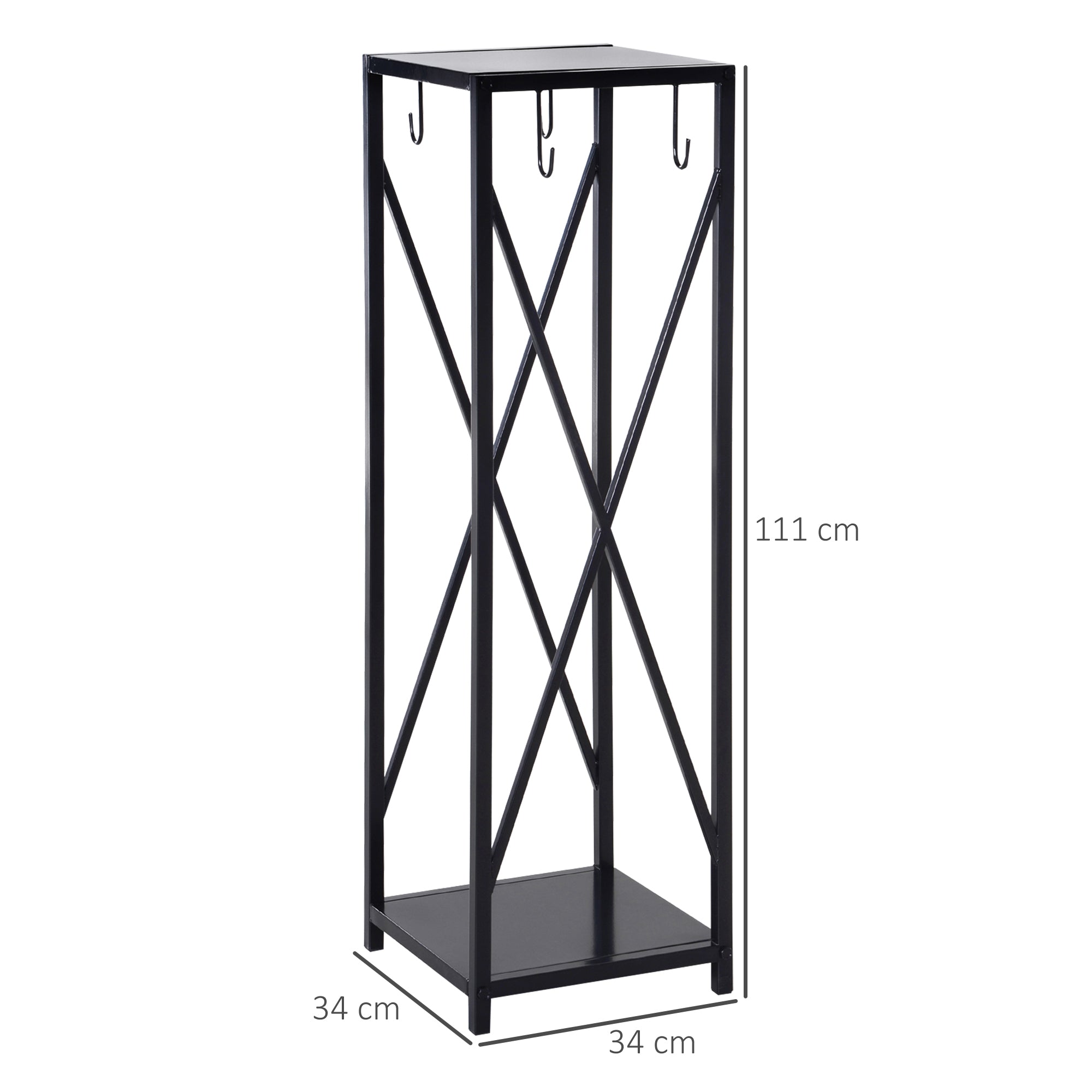 Firewood Holder - Column Firewood Rack - Multi Accessories dim. 34L x 34W x 111H cm Metal Black