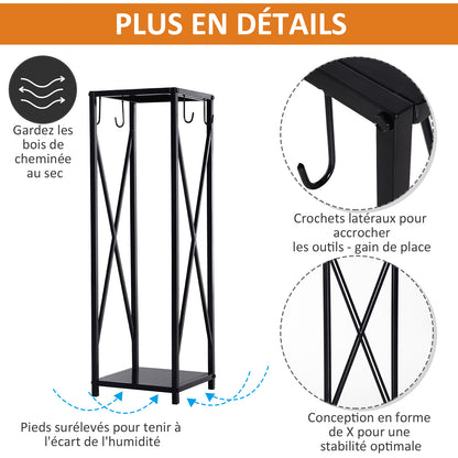 Firewood Holder - Column Firewood Rack - Multi Accessories dim. 34L x 34W x 111H cm Metal Black