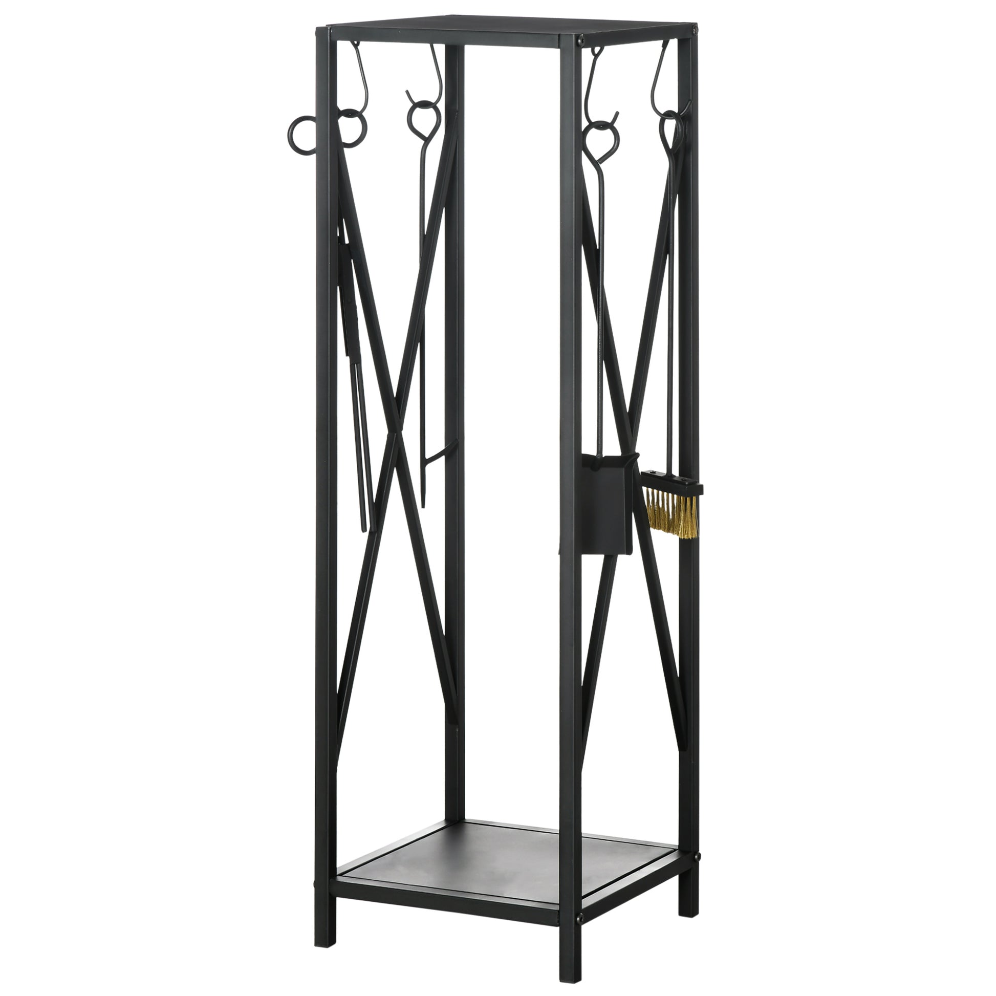 Firewood Holder - Column Firewood Rack - Multi Accessories dim. 34L x 34W x 111H cm Metal Black