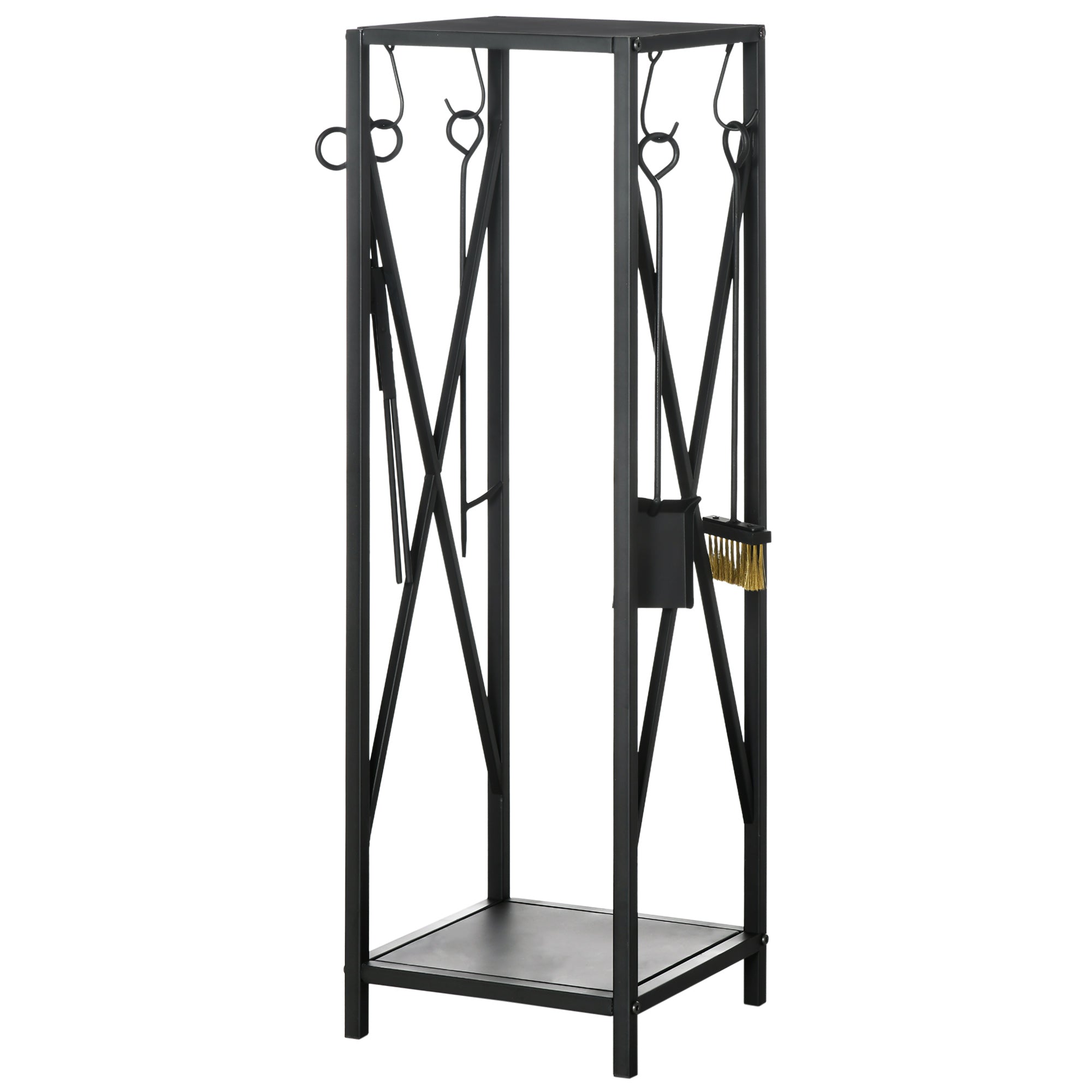 Firewood Holder - Column Firewood Rack - Multi Accessories dim. 34L x 34W x 111H cm Metal Black