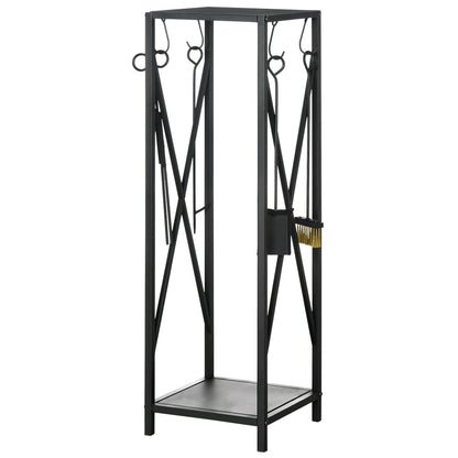 Firewood Holder - Column Firewood Rack - Multi Accessories dim. 34L x 34W x 111H cm Metal Black