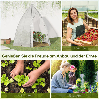 Mini Greenhouse Wintering Tent for Plants with Roll-up Door Garden Balcony Winter Protection White 160 x 140 x 180 cm