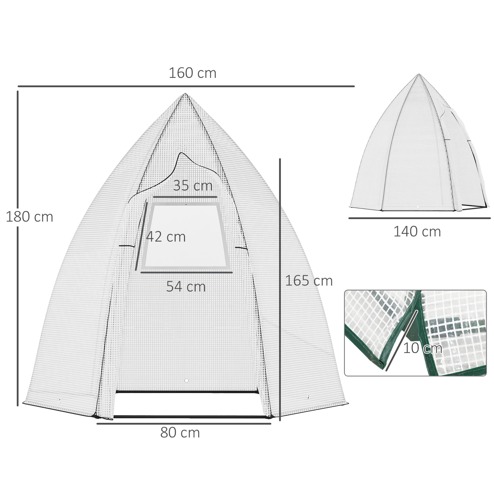 Mini Greenhouse Wintering Tent for Plants with Roll-up Door Garden Balcony Winter Protection White 160 x 140 x 180 cm