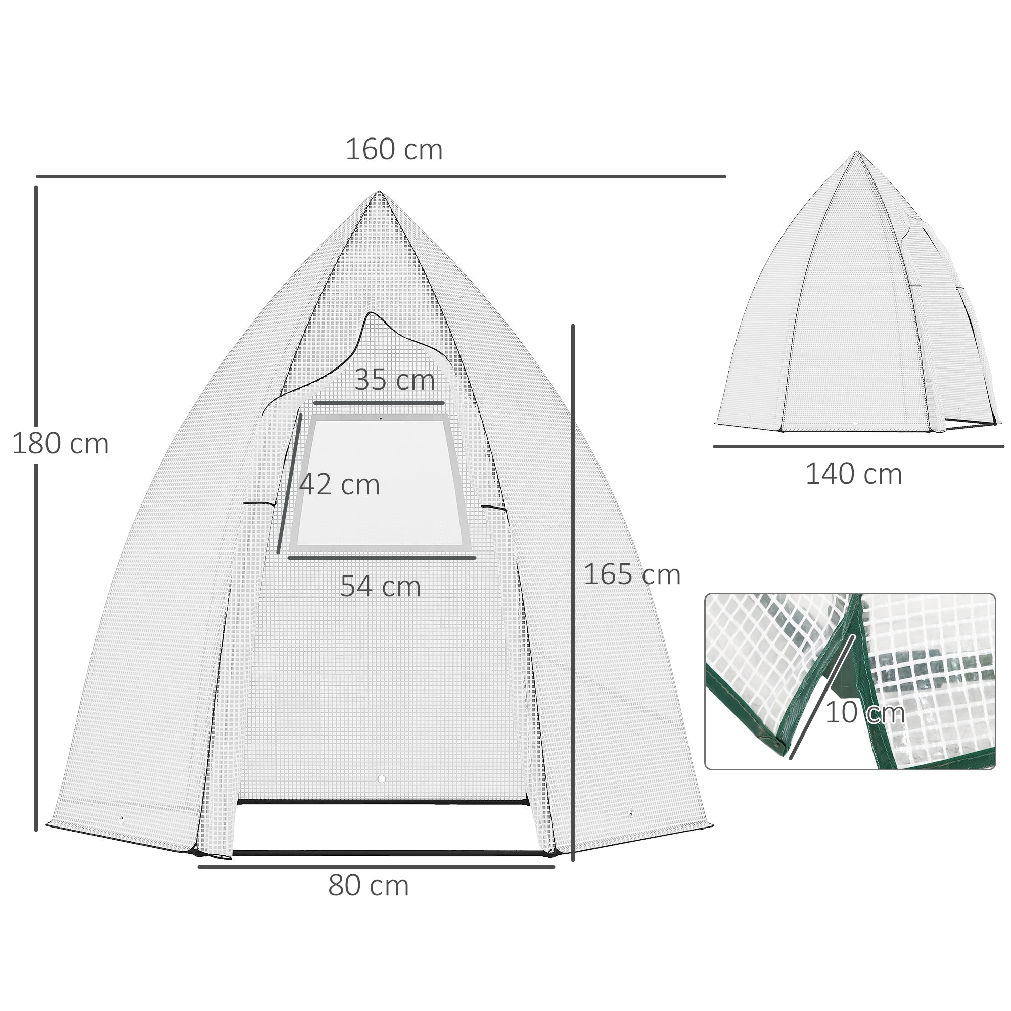 Mini Greenhouse Wintering Tent for Plants with Roll-up Door Garden Balcony Winter Protection White 160 x 140 x 180 cm