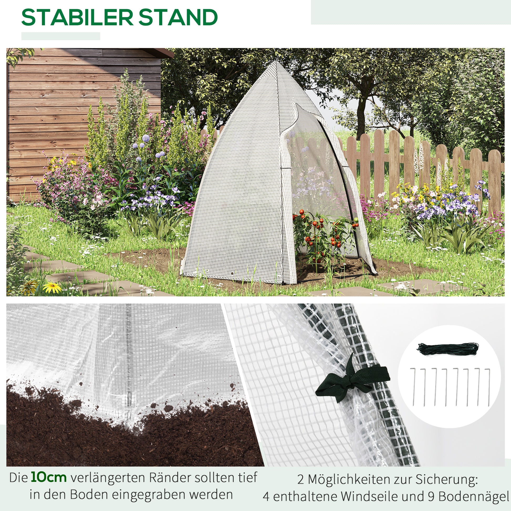Mini Greenhouse Wintering Tent for Plants with Roll-up Door Garden Balcony Winter Protection White 160 x 140 x 180 cm