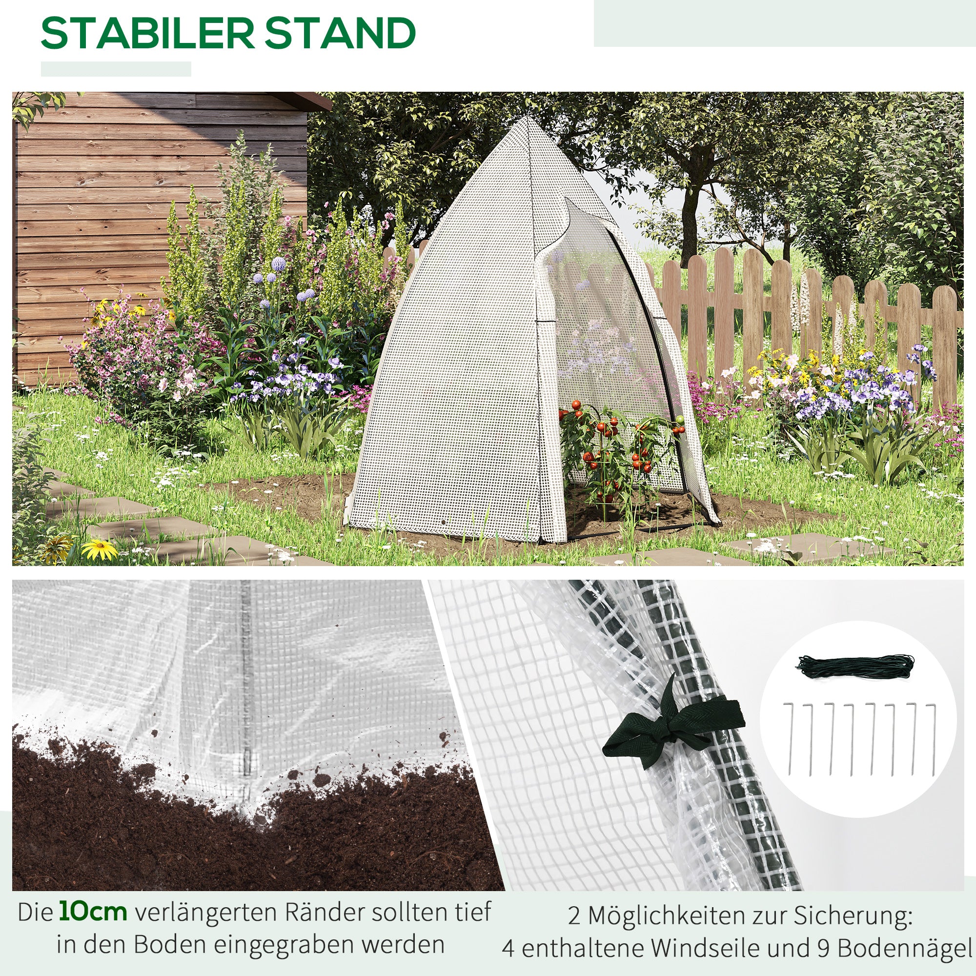 Mini Greenhouse Wintering Tent for Plants with Roll-up Door Garden Balcony Winter Protection White 160 x 140 x 180 cm