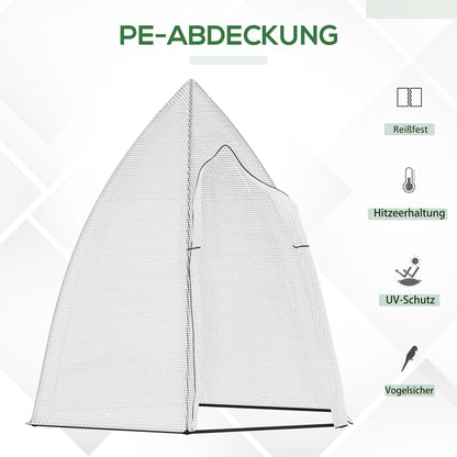 Mini Greenhouse Wintering Tent for Plants with Roll-up Door Garden Balcony Winter Protection White 160 x 140 x 180 cm