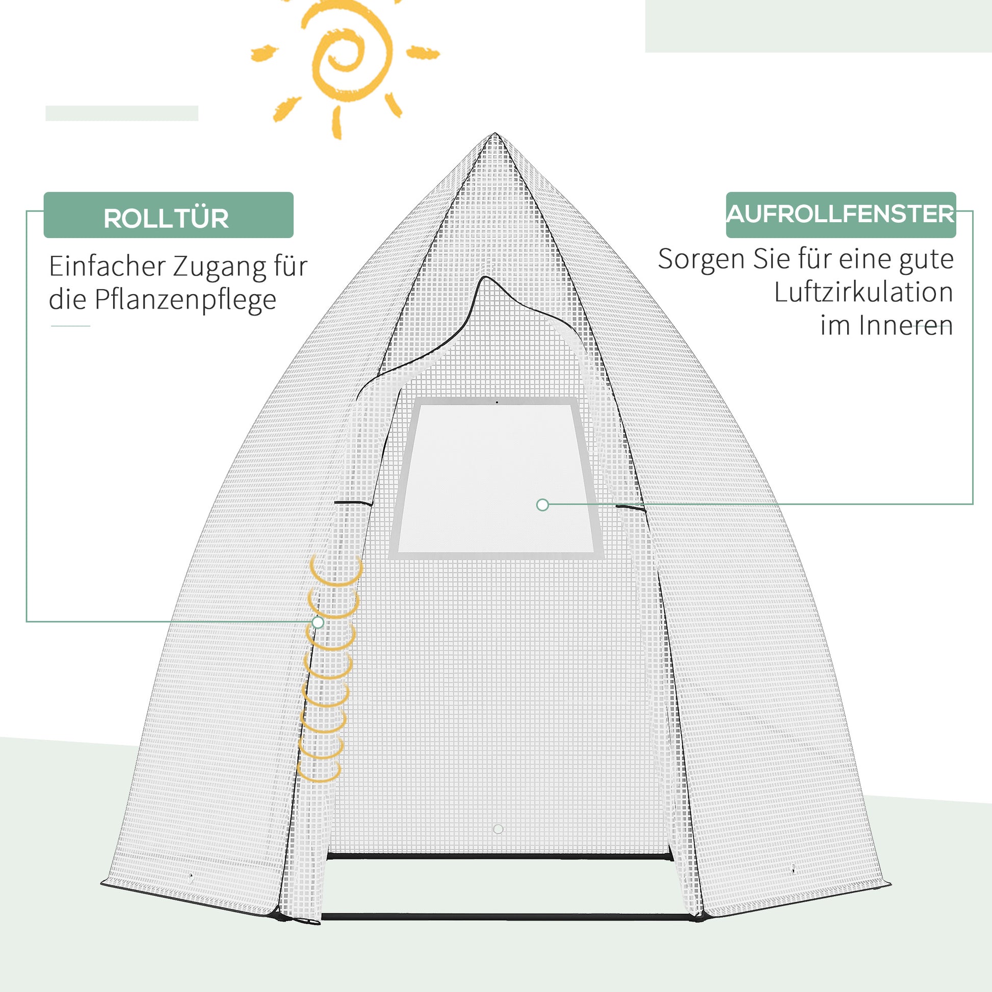 Mini Greenhouse Wintering Tent for Plants with Roll-up Door Garden Balcony Winter Protection White 160 x 140 x 180 cm