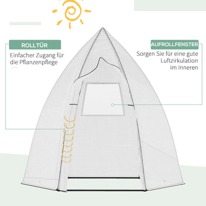 Mini Greenhouse Wintering Tent for Plants with Roll-up Door Garden Balcony Winter Protection White 160 x 140 x 180 cm