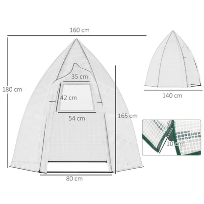 Mini Greenhouse Wintering Tent for Plants with Roll-up Door Garden Balcony Winter Protection White 160 x 140 x 180 cm