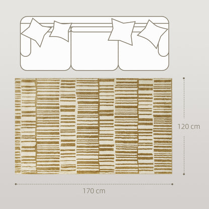 Living Room Rug 170x120 cm Washable Rug in Washing Machine Short Pile Striped Elements Rug for Living Room Bedroom Dining Room Cream