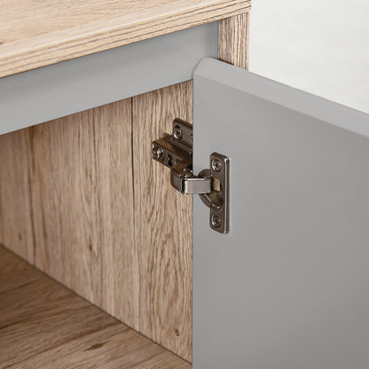 Under Sink Bathroom Cabinet Floor Standing Vanity Unit with Double Door and Adjustable Shelf Load 50 kg 60x30x59.8 cm Oak and Gray