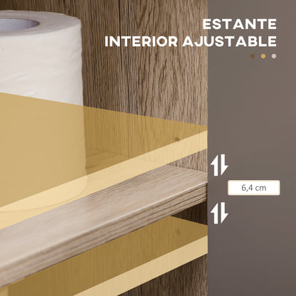 Under Sink Bathroom Cabinet Floor Standing Vanity Unit with Double Door and Adjustable Shelf Load 50 kg 60x30x59.8 cm Oak and Gray