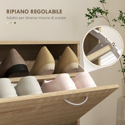 Modern Entryway Furniture Set with Shoe Bench and Mirror, Entryway Hall Tree with 6 Hooks, 2 Adjustable Shelves, and Drawers in Wood for Hallway, 90x24x177 cm, Oak