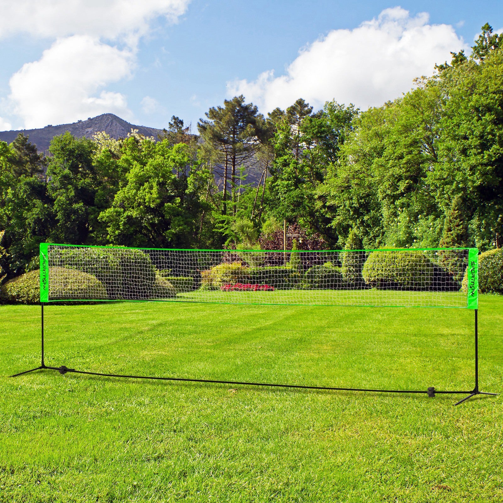 SPORTNOW Badminton Set, Badminton Net with Stand, Shuttlecocks, 4 Rackets, Adjustable Volleyball Net, with Carry Bag, for Indoor, Outdoor
