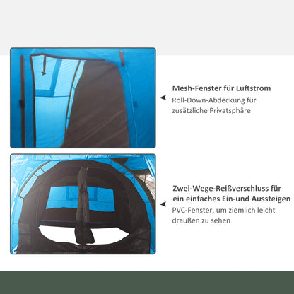 Camping Tent for 4 Persons Lightweight, Stable Waterproof Family Tent with Door Window, Carry Bag, Tunnel Tent with 2000mm Water Column Tent for Camping Travel Trekking Garden