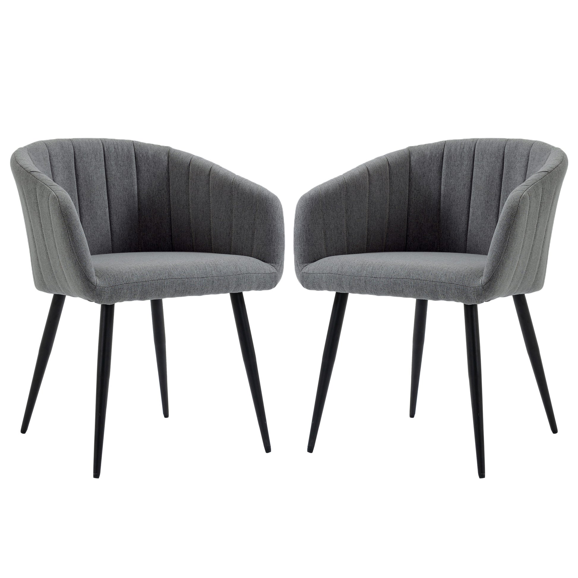 Set of 2 Modern Upholstered Chairs with Fabric Upholstery, Chairs for Living Room and Lounge with Metal Legs, Dark Gray
