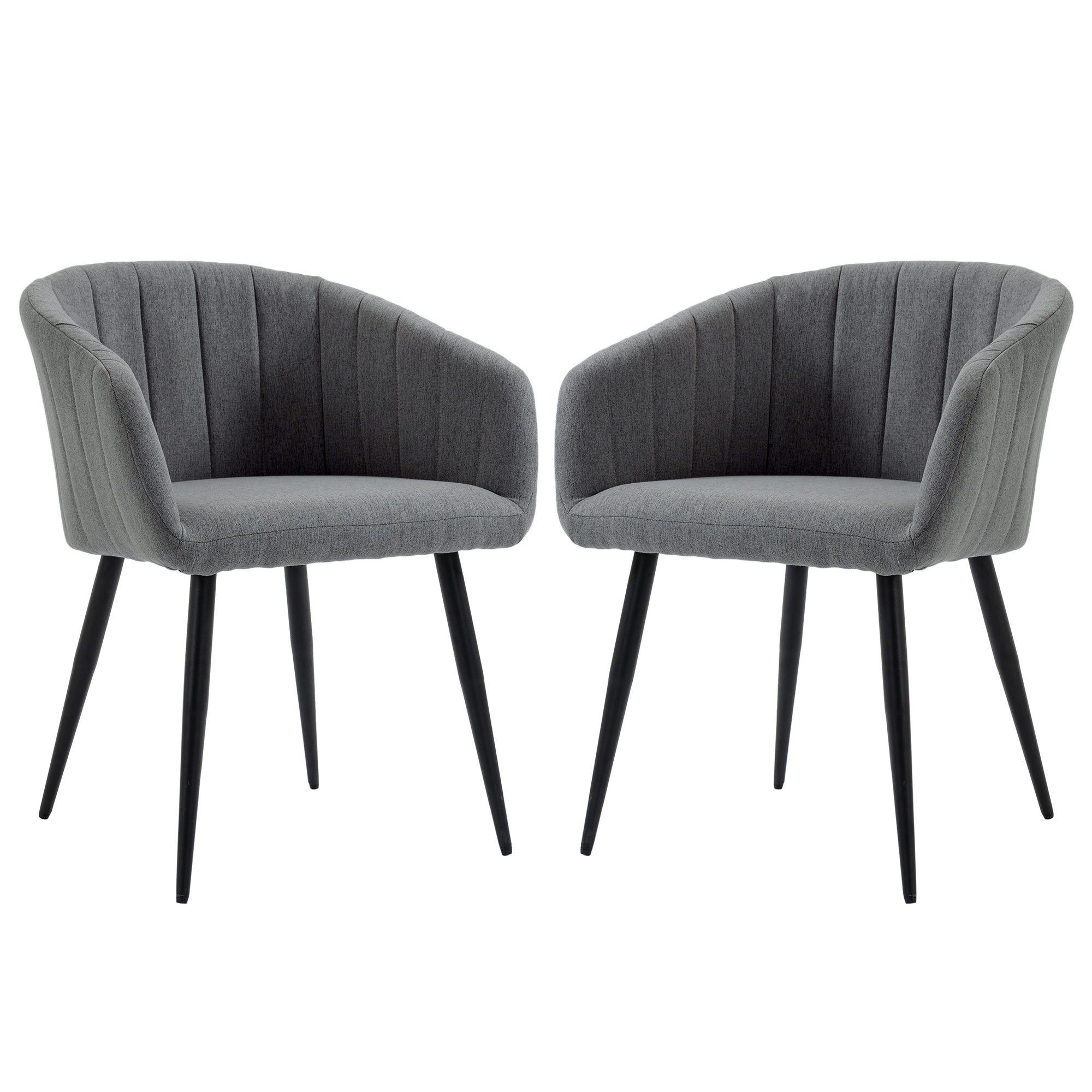 Set of 2 Modern Upholstered Chairs with Fabric Upholstery, Chairs for Living Room and Lounge with Metal Legs, Dark Gray