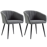 Set of 2 Modern Upholstered Chairs with Fabric Upholstery, Chairs for Living Room and Lounge with Metal Legs, Dark Gray