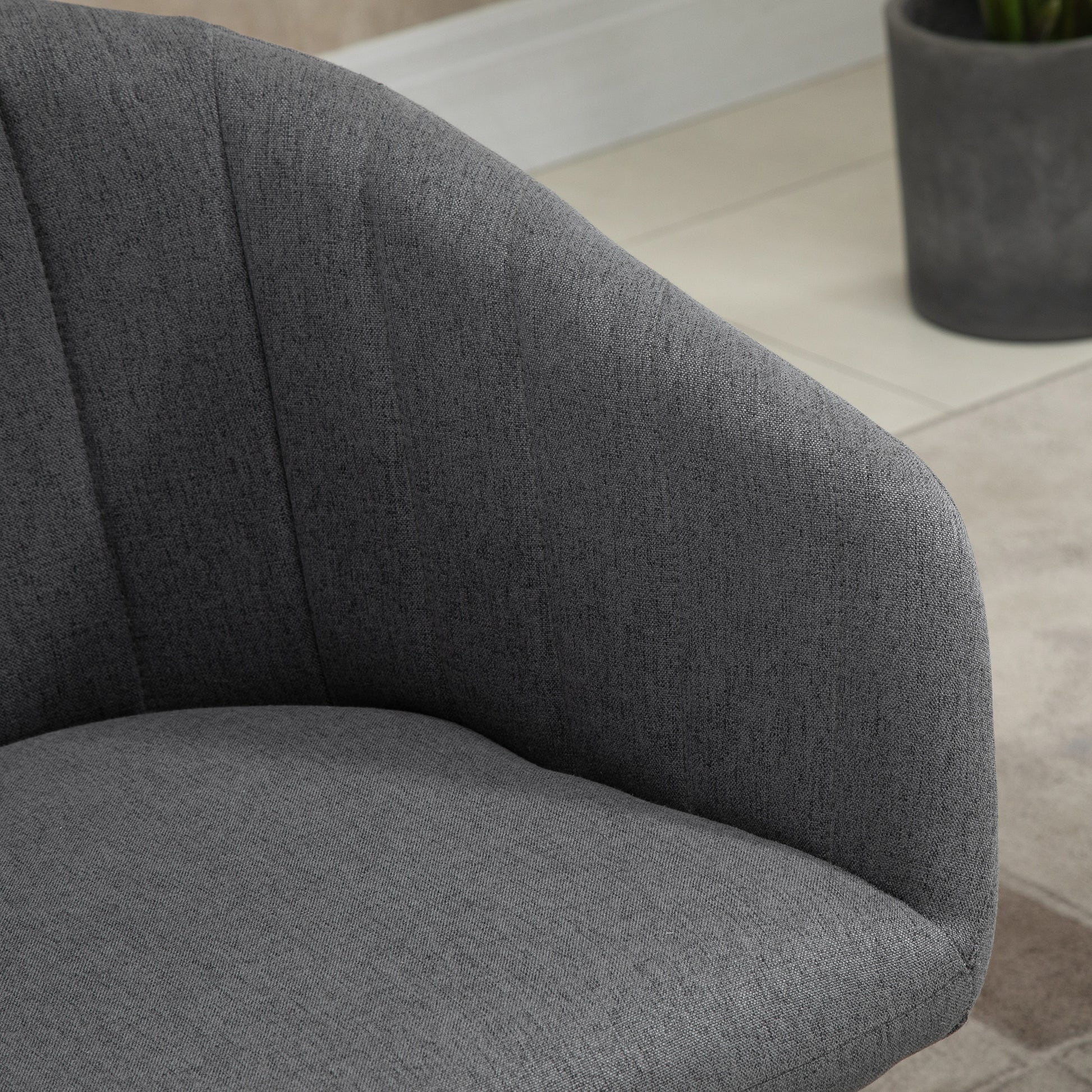 Set of 2 Modern Upholstered Chairs with Fabric Upholstery, Chairs for Living Room and Lounge with Metal Legs, Dark Gray