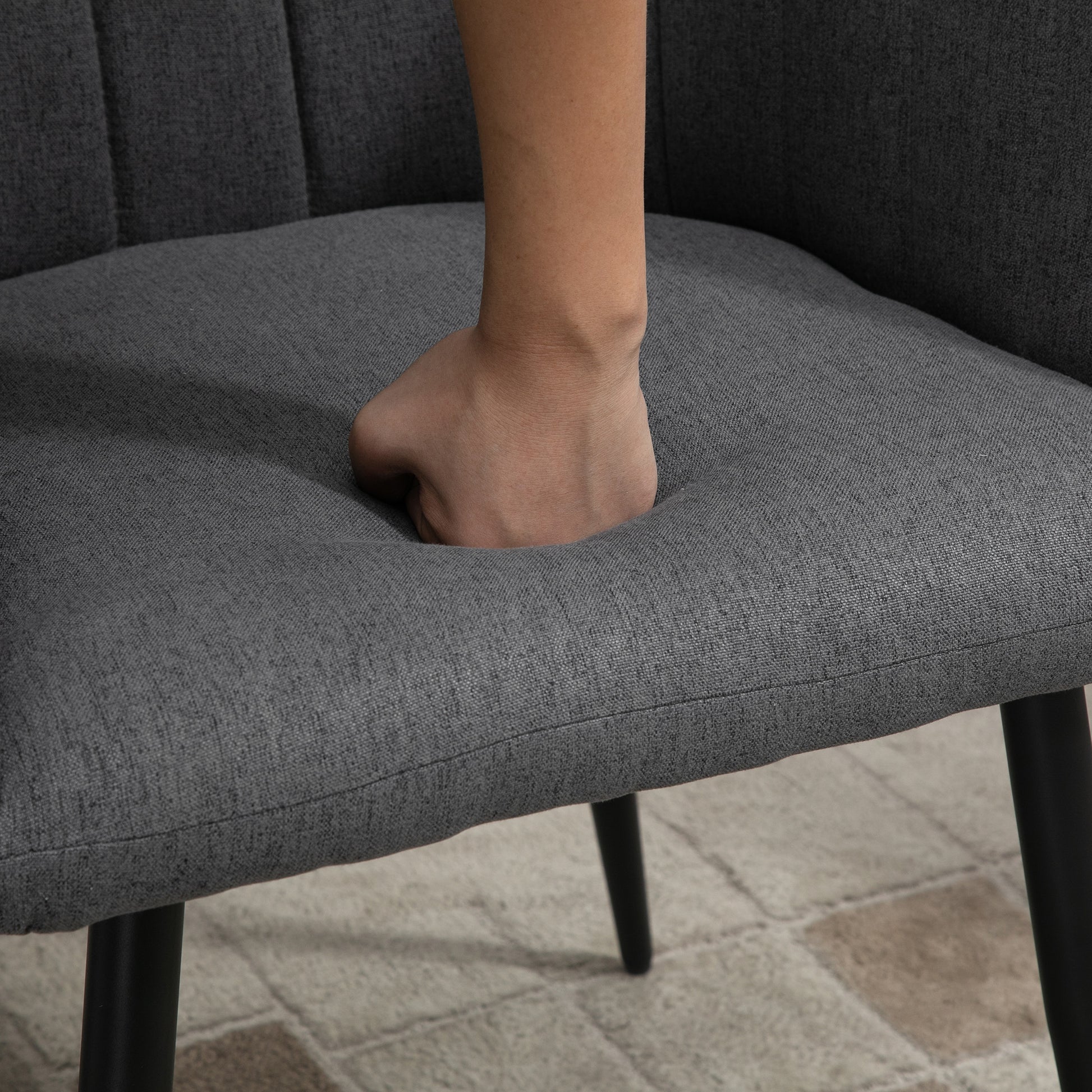 Set of 2 Modern Upholstered Chairs with Fabric Upholstery, Chairs for Living Room and Lounge with Metal Legs, Dark Gray
