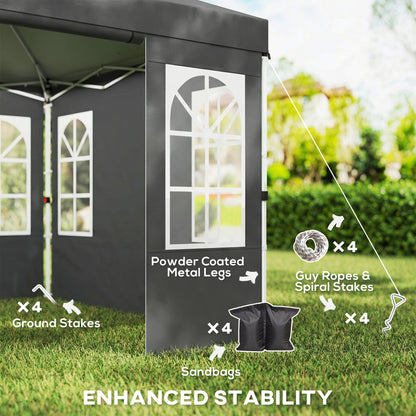 10' x 10' Waterproof Pop-Up Canopy — Foldable Garden Party Tent, Winter-Resistant, Quick-Button Setup, UV50+, Includes Sidewalls & Stability Kit