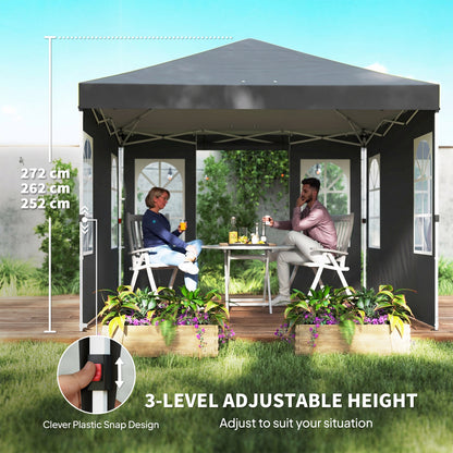 10' x 10' Waterproof Pop-Up Canopy — Foldable Garden Party Tent, Winter-Resistant, Quick-Button Setup, UV50+, Includes Sidewalls & Stability Kit