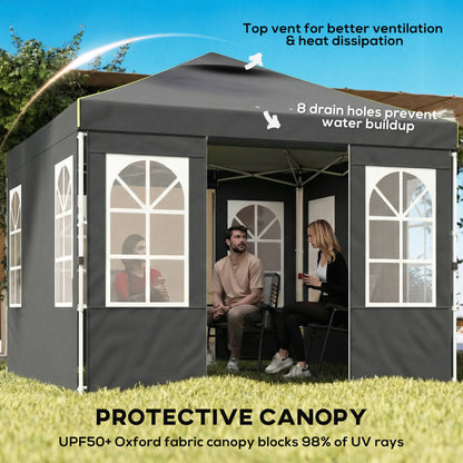 10' x 10' Waterproof Pop-Up Canopy — Foldable Garden Party Tent, Winter-Resistant, Quick-Button Setup, UV50+, Includes Sidewalls & Stability Kit