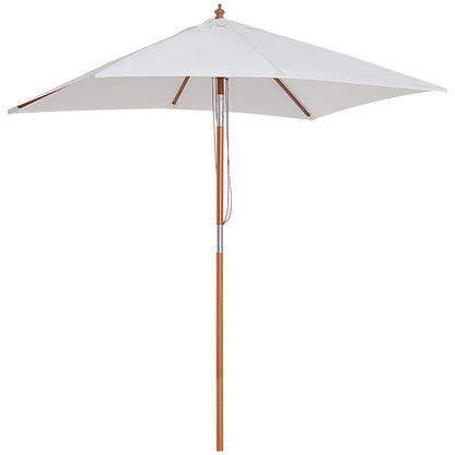 Sun Umbrella 200 x 150 x 235 cm Tiltable Garden Parasol 3-Stage Adjustable Rectangular Beach Umbrella Water-Repellent and UV-Resistant for Beach Balcony Terrace Garden Cream
