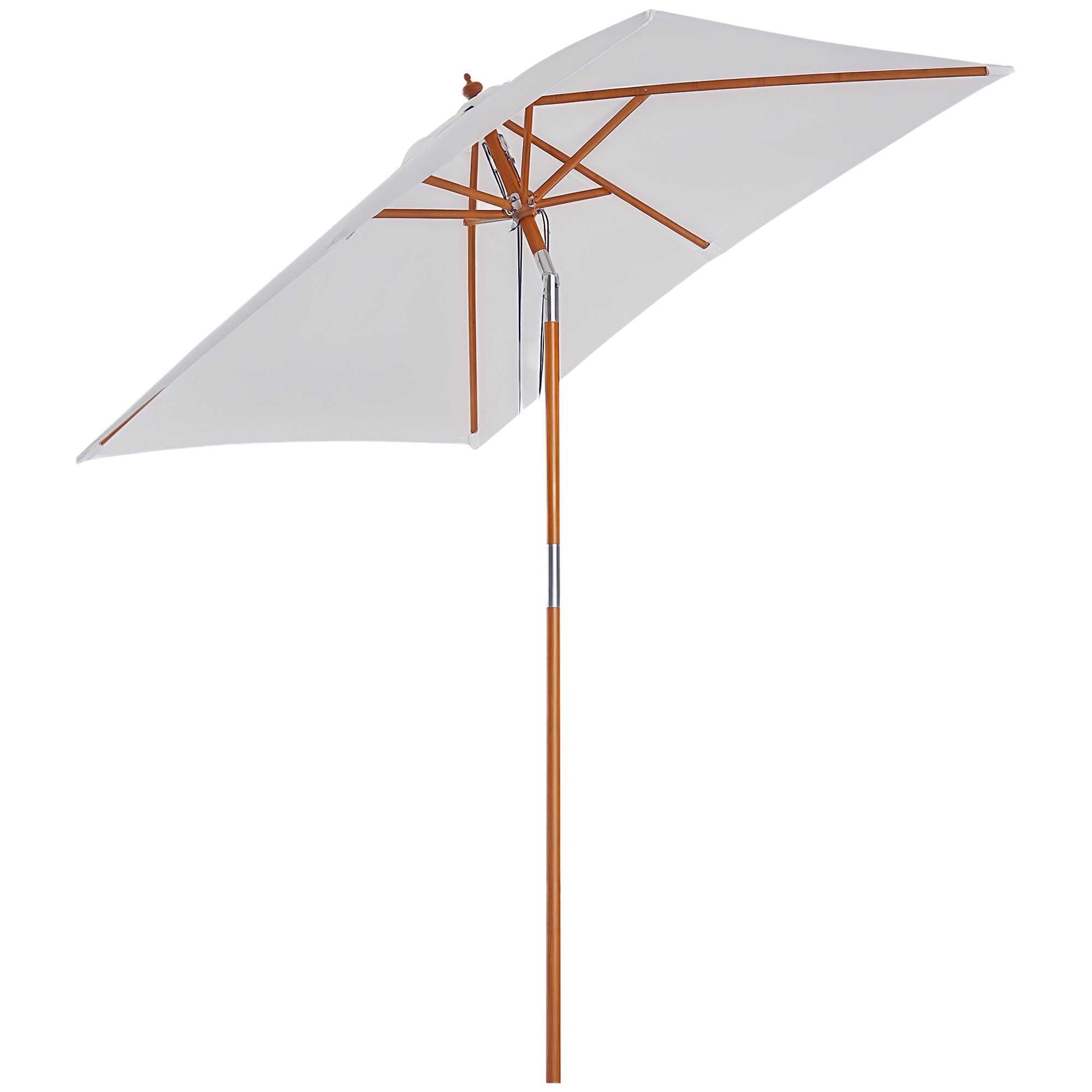 Sun Umbrella 200 x 150 x 235 cm Tiltable Garden Parasol 3-Stage Adjustable Rectangular Beach Umbrella Water-Repellent and UV-Resistant for Beach Balcony Terrace Garden Cream