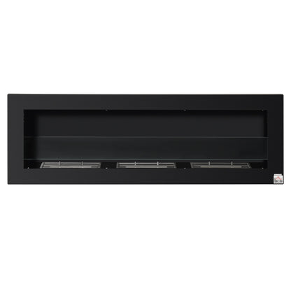 Wall-Mounted Built-in Bioethanol Fireplace with 3 Burners 3 L total, approximately 3 hours burning time, dims. 120L x 15W x 40H cm, black stainless steel