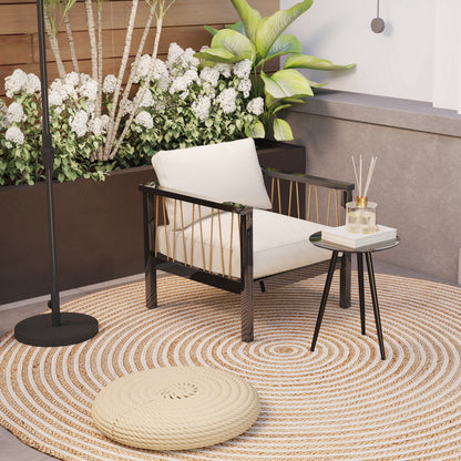 Small Round Coffee Table, Side Table, Tempered Glass Top, Tapered Legs, Steel Frame, Table for Balcony, Garden, Patio, Living Room, Black